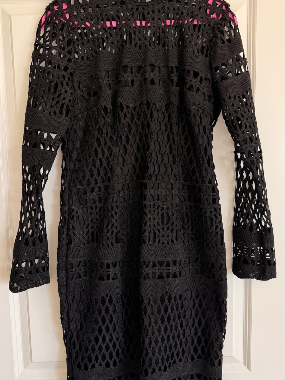 triangl swimwear Black Crochet Long Sleeve Cover-Up Dress